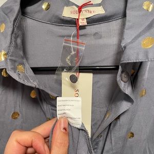 Solitaire, grey with gold metallic polka dots tunic